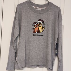 Life if good cat dog Christmas sweater NWT! Women's Medium